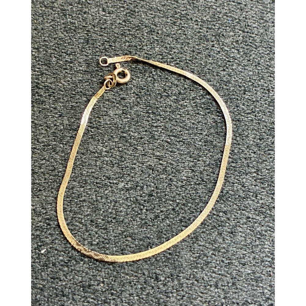 Vintage DASAN Italy 14K Yellow Gold Herringbone Bracelet 7" 0.85g Signed